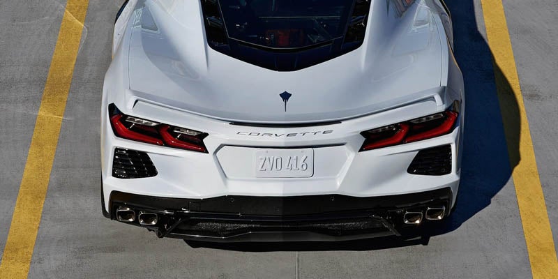 Rear part of White Corvette Car
